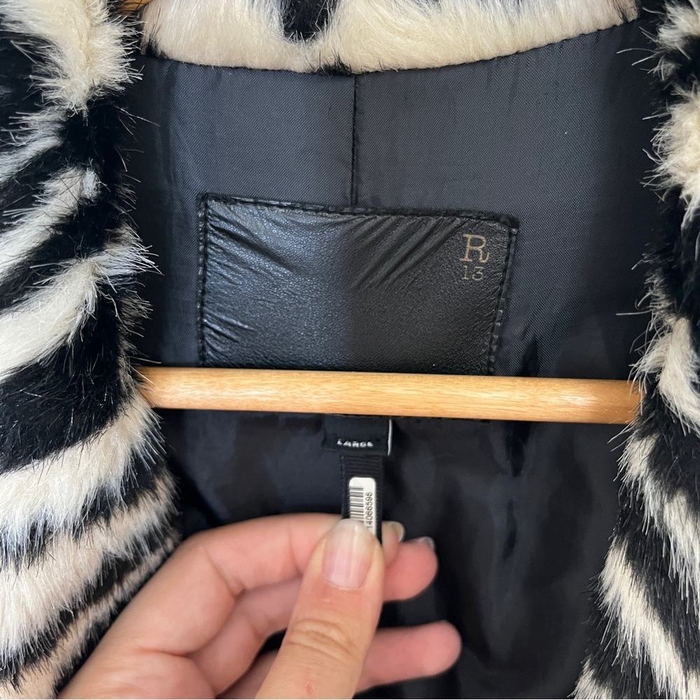 R13 Black and White Zebra Teddy Jacket - Picture 7 of 11